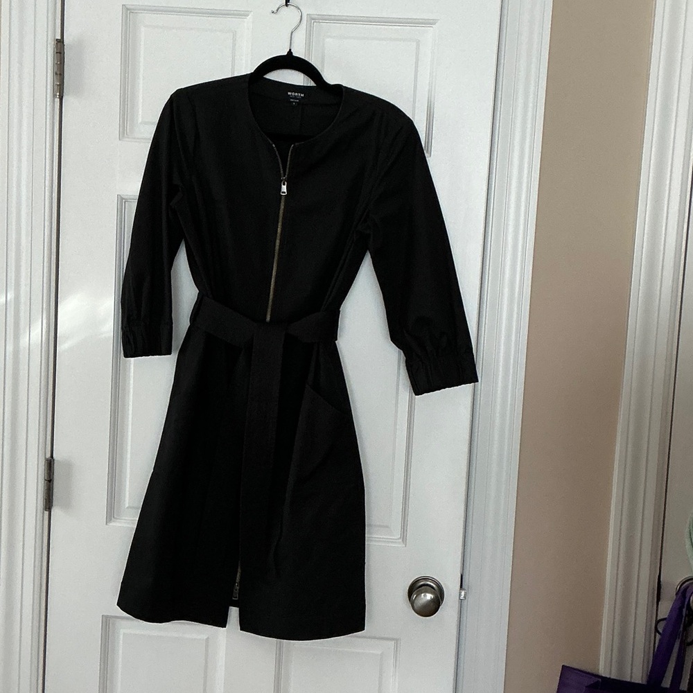Worth Black Long Sleeve Dress with Belt
